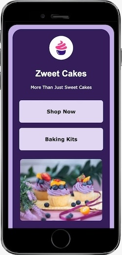 Zweet Cakes is a great example of a business website for bakery, flower shop, or retail office. This website works super fast on mobile and works well on all screens. It is made by BuiltandHosted.com.
